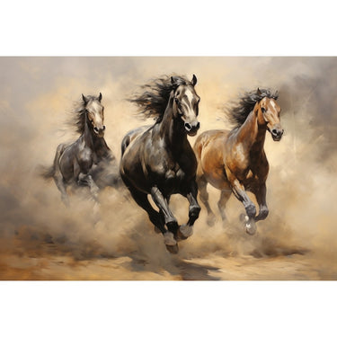 Three Running Horses Canvas